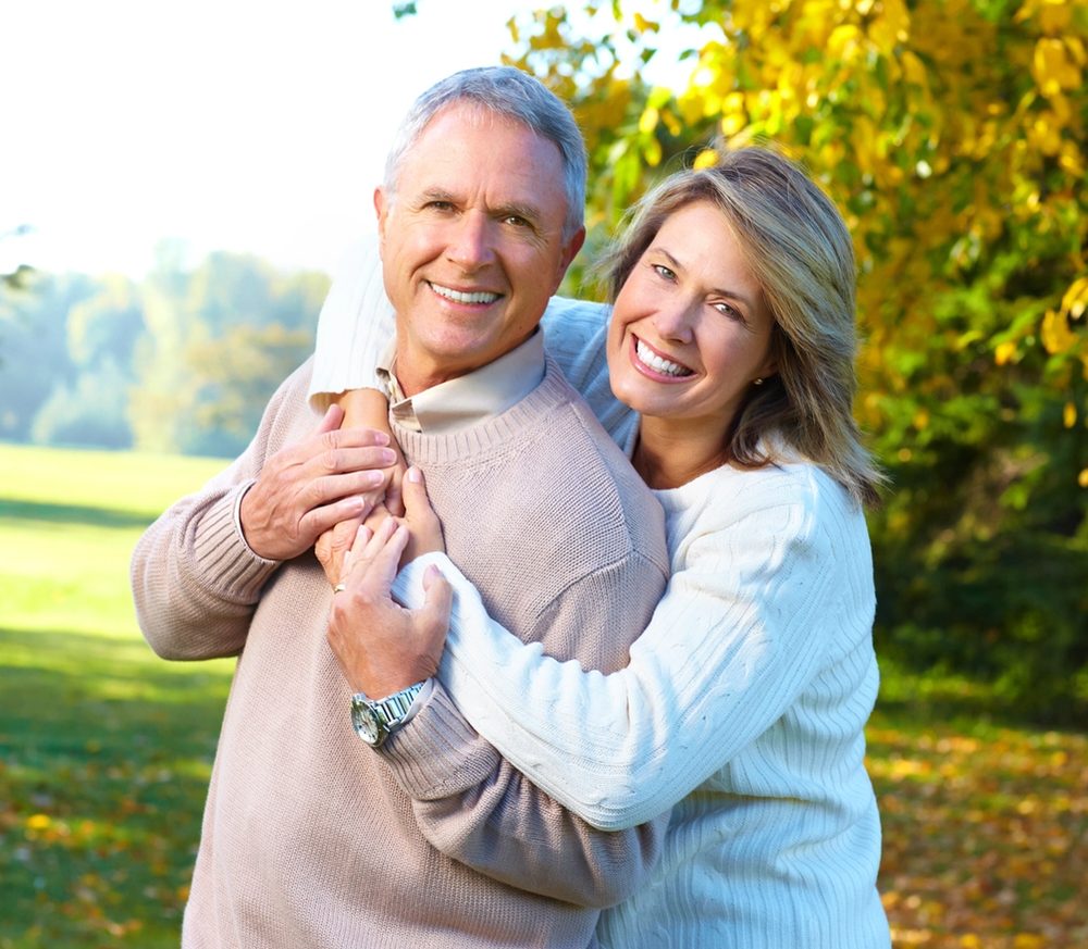 Smiling couple outdoors